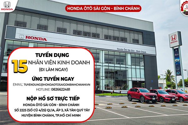 Honda Ôtô Sài Gòn Tuyển Dụng Nhân Viên Kinh Doanh Đi Làm Ngay