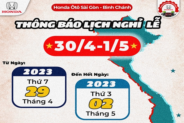 THÔNG BÁO LỊCH NGHỈ LỄ - Honda Ôtô Sài Gòn - Bình Chánh