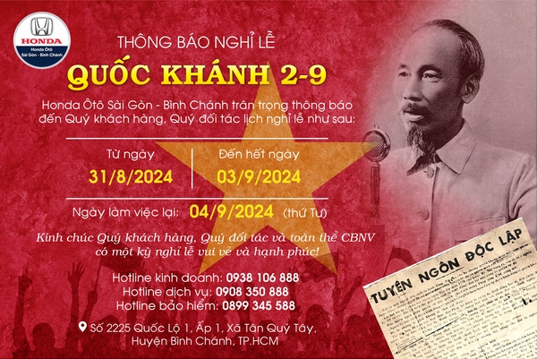 THÔNG BÁO NGHỈ LỄ 2/9